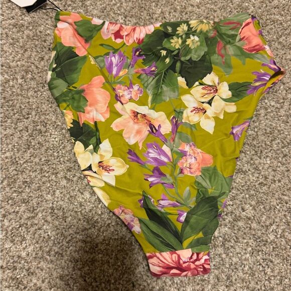 NWT Express Body Contour High Rise Swim Bottoms | XSmall | Green Floral - Picture 3 of 5